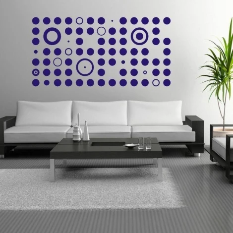 Abstract sticker 1348 in a modern living room, adding energy with geometric navy blue design.