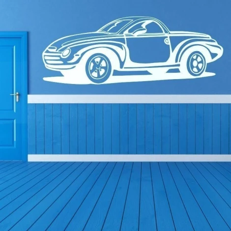Stylish classic car sticker, perfect for a child\'s room or a modern office.