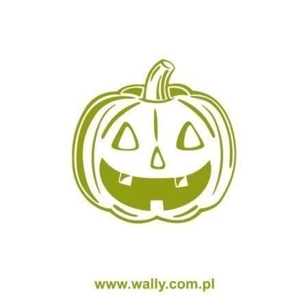 Cheerful green pumpkin sticker, perfect for Halloween, adding charm to a child\'s room.