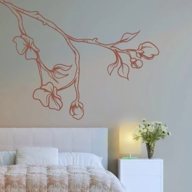 Elegant branch sticker 1342 in pastel shades, perfect for a cozy bedroom, adding a subtle touch.