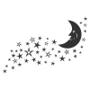 Charming moon and star sticker, perfect for a cozy children\'s room, adding a touch of magic.
