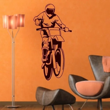 Dynamic motocross sticker 1331, perfect for a modern living room, adds vibrant energy to the space.
