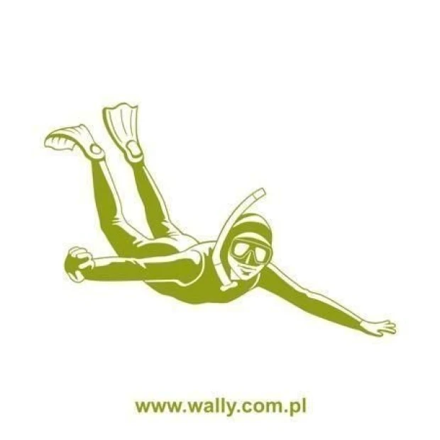 Diver sticker 1326 in shades of green, perfect for an adventure lover\'s room and underwater exploration.