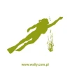 Stylish diver sticker in shades of green, perfect for decorating a youth room or bathroom.