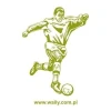 Stylish sticker of a soccer player in a dynamic pose, perfect for a young athlete\'s bedroom.