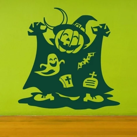 Jack-o\'-lantern sticker 1338 in a cheerful Halloween design, perfect for a child\'s room or decoration.