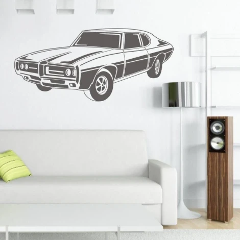 Stylish "Car Sticker 1322" in a modern living room, adding character and a touch of automotive flair.