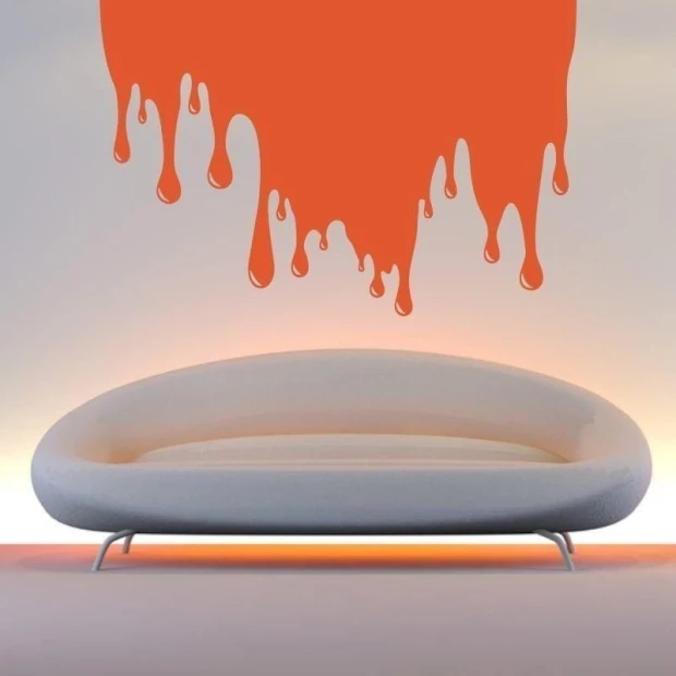 Drip sticker 1351 in a modern living room, adding a unique touch with its vibrant colors.