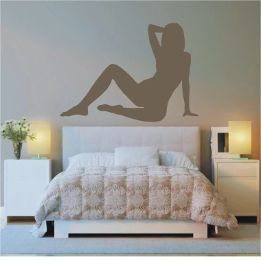 Stylish lady 102 sticker in a minimalist bedroom, adding character and elegance to the space.