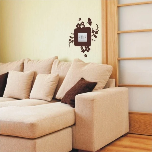 Elegant contact sticker 03 with delicate floral patterns, perfect for a cozy living room.