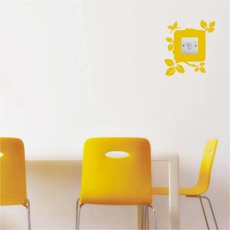 Bright yellow outlet sticker 1077, perfect for modern kitchens or dining rooms.