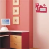 Painting template contact 1124 - Office arrangement. Walls in shades of pink, desk in light wood color.