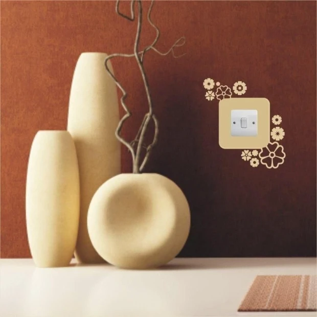 Painting template contact 1086 - Living room arrangement. Warm wall shades and minimalist vase designs.