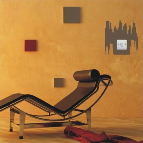 Painting template contact 1076 - Living room arrangement. Warm-toned walls, dark-colored furniture.