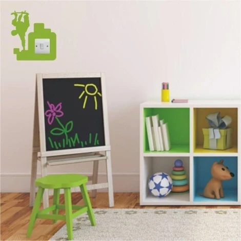 Painting template contact 1094 - Decor in a child\'s room. Light walls, colorful furniture, and drawings on a board.