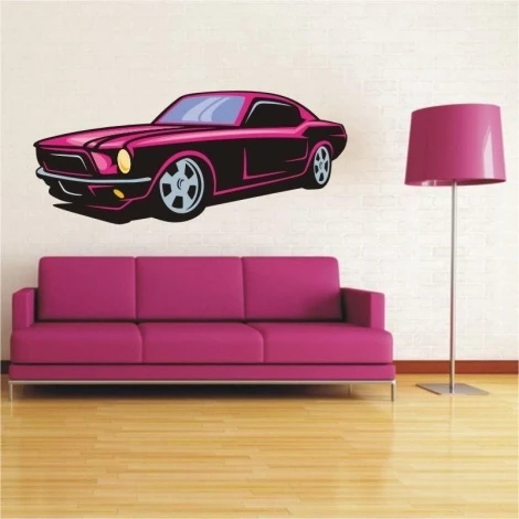 Stylish car sticker 45 in vibrant pink, perfect for a modern youth room.