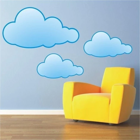 Cloud sticker 52 - Decor for a child\'s room. Light-colored walls, yellow chair in the corner.