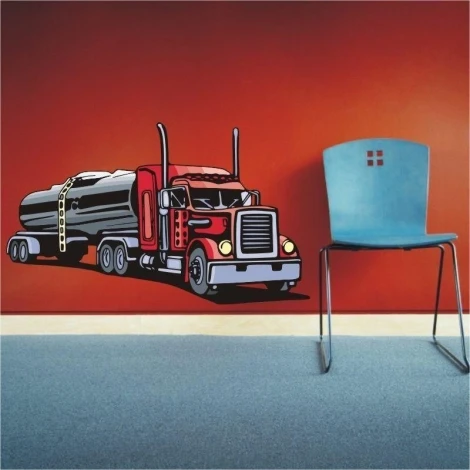 Stylish tanker sticker in vibrant colors, perfect for a young driver or enthusiast\'s room.