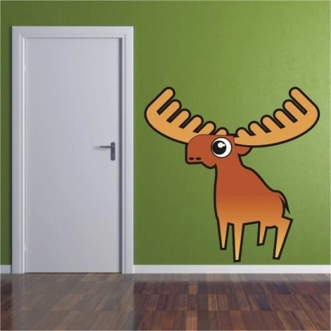 Charming moose sticker 05 in warm brown, perfect for a cozy children\'s room.