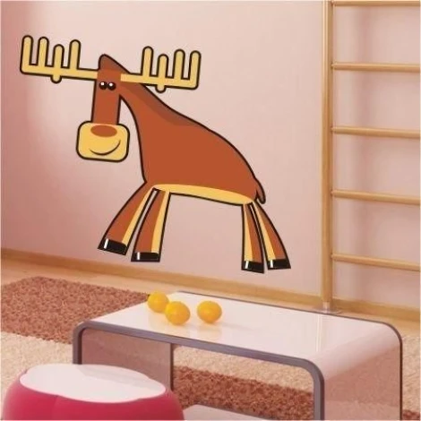 Charming moose sticker in warm brown shades, perfect for a child\'s room, adding a joyful touch.