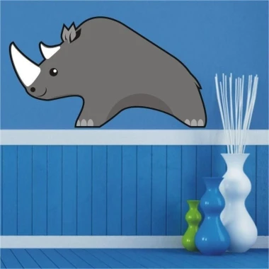 Colorful rhinoceros sticker, perfect for a child\'s room, adding charm and creativity.
