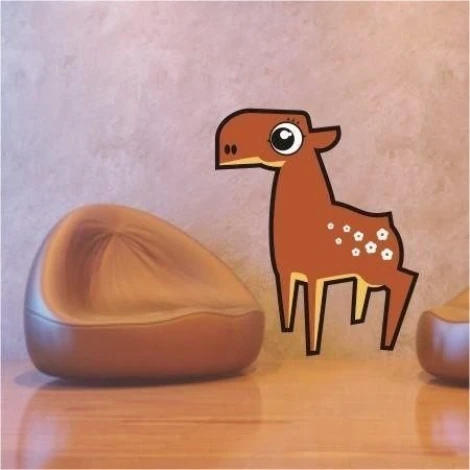 Charming fawn sticker 06 in pastel shades, perfect for a child\'s room or cozy space.