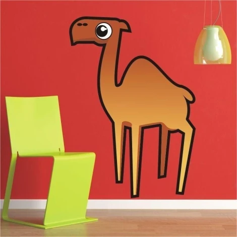 Colorful camel sticker 07, perfect for a child\'s room, adding a cheerful touch.