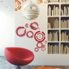 Abstract sticker 0790 in a modern living room, featuring vibrant shades of red, adds life to the space.