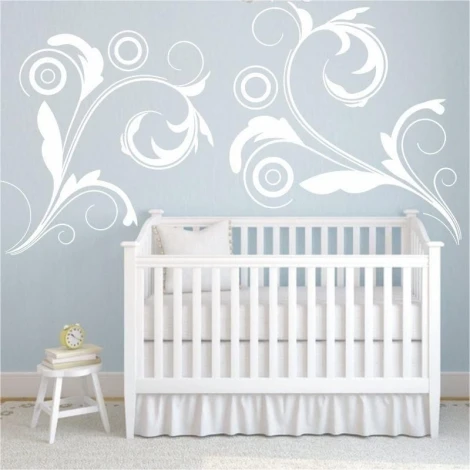 Delicate floral sticker 0793 in pastel colors, perfect for a child\'s room above the crib.