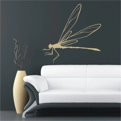 Elegant dragonfly sticker in a soft hue, perfect for a modern living room, adding a touch of lightness.