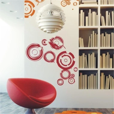 Abstract painting template 0790 in a modern interior with red accents, adding energy to the space.