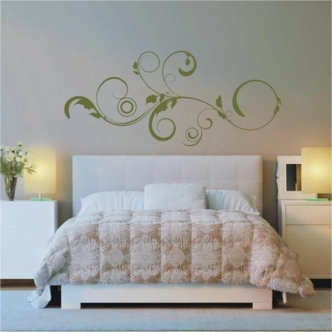 Elegant floral painting template 0796 in soft green shades, perfect for a cozy bedroom.