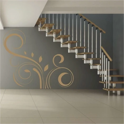 Elegant floral painting template 0800, adding warmth and style to a modern interior with wooden accents.