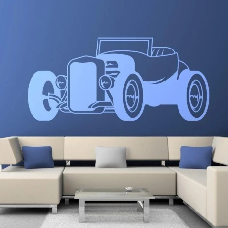 Stylish hot rod 1325 painting template in a modern living room, adding character and dynamism to the space.