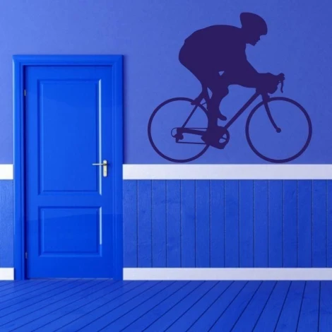 Dynamic cycling-themed wall art template, perfect for a sporty youth room in vibrant colors.