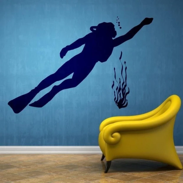 Stylish diving painter template 1327 in deep navy, perfect for a modern living room, adding a unique touch.
