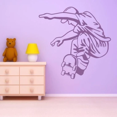 Energetic skater painting template 1329 in a cozy children\'s room, adding dynamism and style.