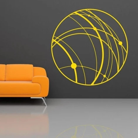 Abstract painting template 1345 in vibrant yellow, perfect for a modern living room.