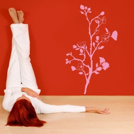 Delicate tree painting template 1343 in pastel shades, perfect for a cozy interior.