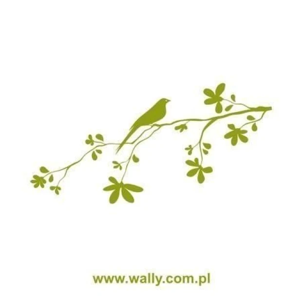 Elegant branch with a delicate bird in shades of green, perfect for a minimalist interior.