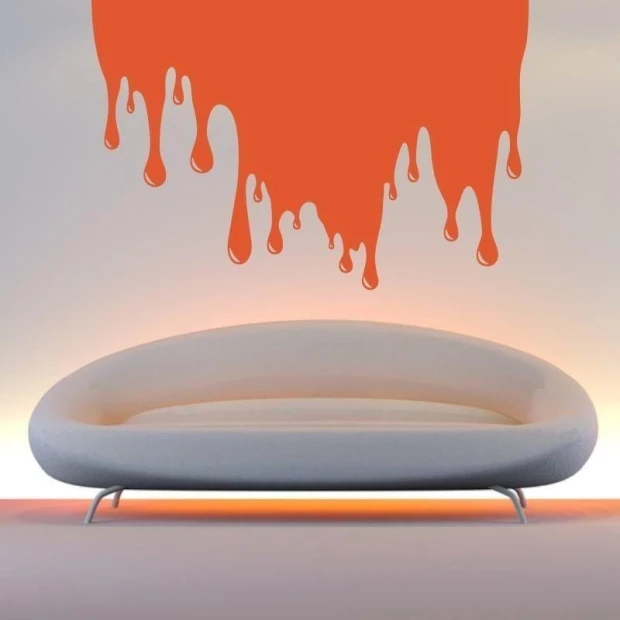 Stunning drip painting template 1351 in a modern living room, adding bold color and artistic flair.