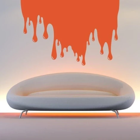 Stunning drip painting template 1351 in a modern living room, adding bold color and artistic flair.