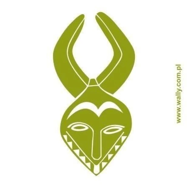 Stylish African mask sticker in green, perfect for a modern interior with unique elements.