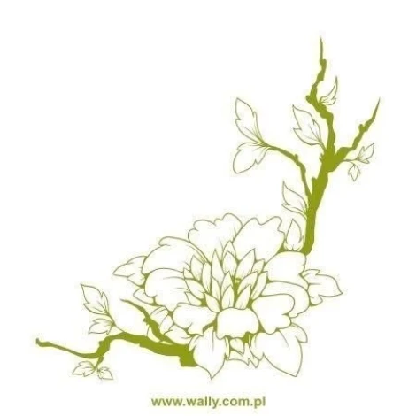 Flower branch sticker 1435 in a soft green shade, perfect for brightening up a modern interior.