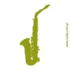 Stylish saxophone sticker in shades of green, perfect for a modern musician\'s room or creative space.