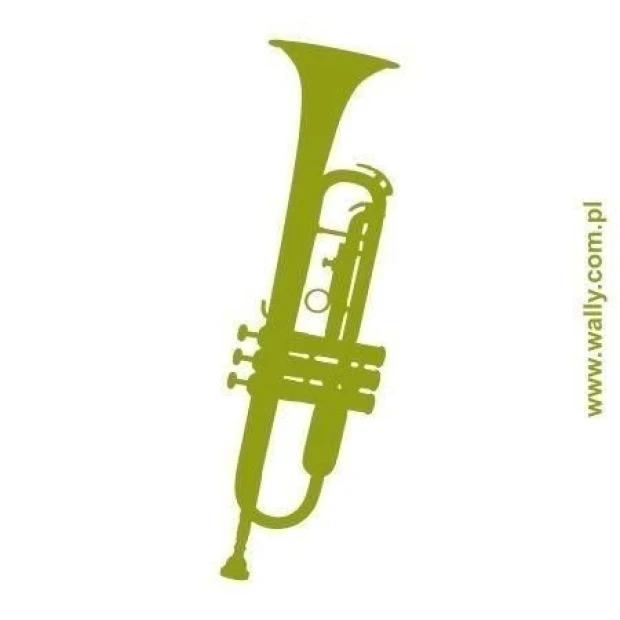 Stylish trumpet sticker in a vibrant shade of green, perfect for a creative youth room.