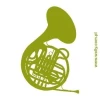 Horn sticker 1616 in an elegant green shade, perfect for creative music room decor.