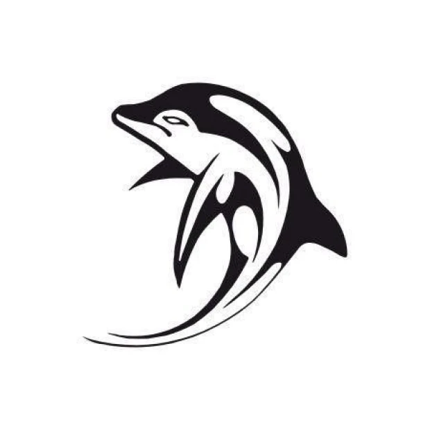 Stylish dolphin sticker with a minimalist design, perfect for a modern children\'s room.