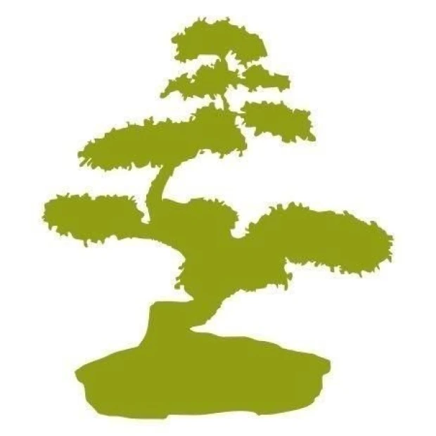 Bonsai tree sticker in vibrant green, perfect for minimalist interiors or modern spaces.