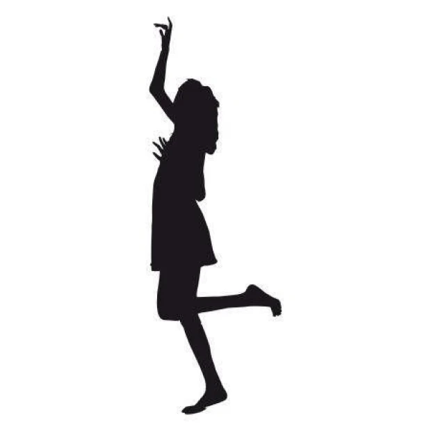Woman in a joyful pose, perfect for modern interiors, adding lightness and energy to any space.
